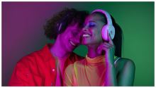 Bluetooth sluchátka MUSIC SOUND s hlavovým mostem a mikrofonem, modrá (3)