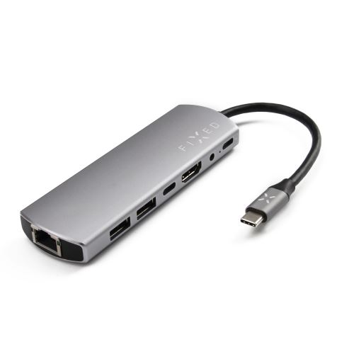 Hliníkový FIXED HUB 7IN1 s rozhraním USB-C pro notebooky a tablety