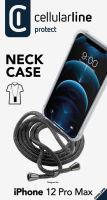 Transparentní zadní kryt Cellularline Neck-Case s černou šňůrkou na krk pro Apple iPhone 12 PRO MAX