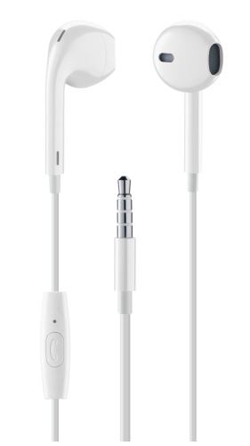 Drátová pecková sluchátka Music Sound s konektorem 3,5mm jack, bílá