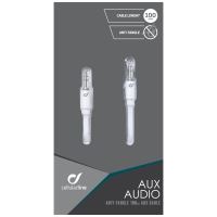 Audio kabel CELLULARLINE AUX AUDIO, AQL® certifikace, plochý, 2 x 3,5mm jack, bílý