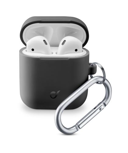 Ochranný kryt s karabinou Cellularline Bounce pro Apple AirPods 1 & 2, černý