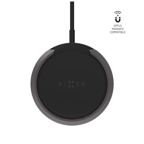 Bezdrátová nabíječka FIXED MagPad s podporou uchycení MagSafe a stojánkem, 15W, šedá