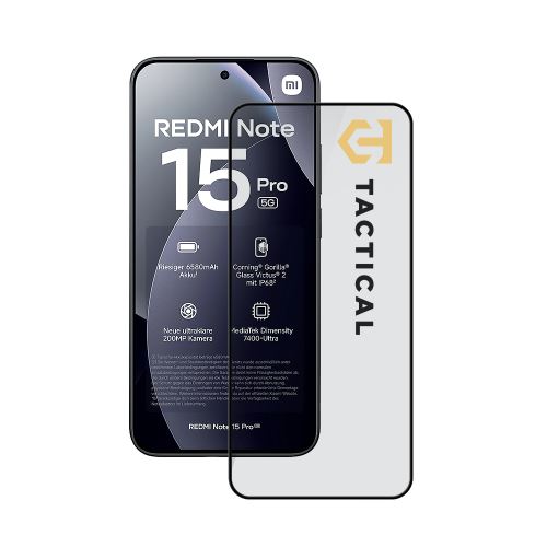 Tactical Glass Shield 5D for Xiaomi Redmi Note 15 Pro 5G Black