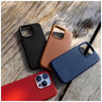 Kožený zadní kryt FIXED MagLeather s podporou MagSafe pro Apple iPhone 16 Pro, modrý (7)