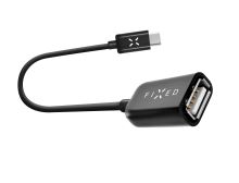 OTG datový kabel FIXED s konektory micro USB/USB-C, USB 2.0, 20 cm, černý