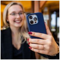 Kožený zadní kryt FIXED MagLeather s podporou MagSafe pro Apple iPhone 16 Pro, modrý (9)