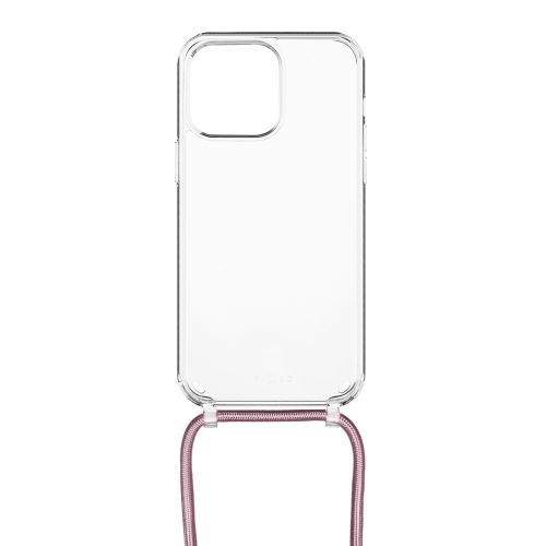 Pouzdro FIXED Pure Neck s růžovou šňůrkou na krk pro Apple iPhone 13 Pro Max