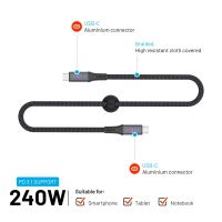Nabíjecí a datový opletený kabel FIXED s konektory USB-C/USB-C, PD 3.1, 1.2 m, USB4gen2 20Gbps, 4K60Hz, 240W, šedý (5)