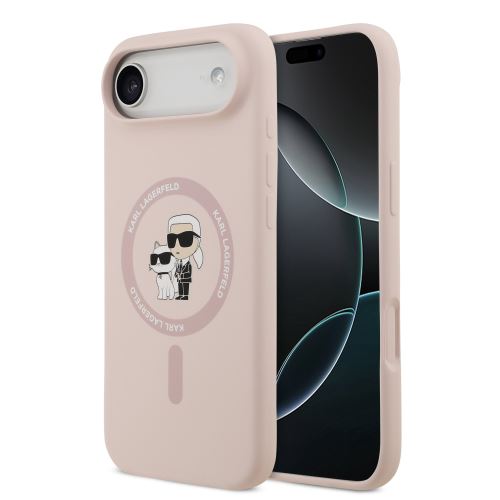Karl Lagerfeld Liquid Silicone Karl and Choupette MagSafe Case for iPhone Air Pink