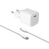 Set síťové nabíječky FIXED Mini s USB-C výstupem a USB-C/USB-C kabelu, podpora PD, 1 metr, 20W, bílý (1)