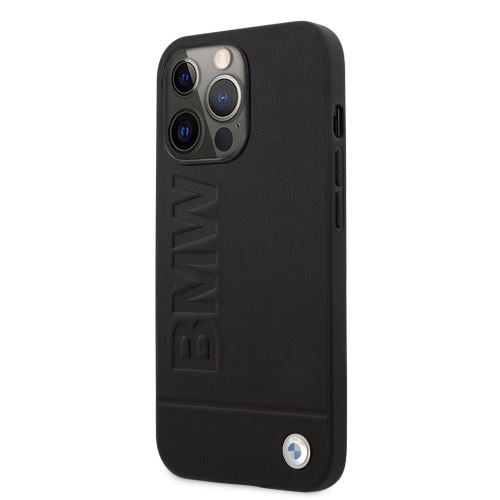 BMHCP13LSLLBK BMW Leather Hot Stamp Case for iPhone 13 Pro Black