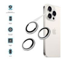 Ochranná skla čoček fotoaparátů FIXED Camera Glass pro Apple iPhone 16 Pro/16 Pro Max, stříbrná (2)