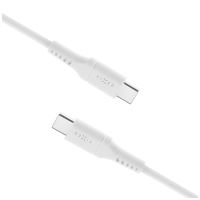 Krátký nabíjecí a datový Liquid silicone kabel FIXED s konektory USB-C/USB-C a podporou PD, 0.5m, USB 2.0, 60W, bíly