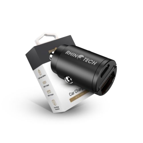 RhinoTech MINI duální nabíjecí USB-C + USB-A adaptér s výkonem 33W PD 3.0, PPS a QC, který