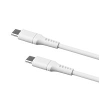 Nabíjecí a datový Liquid silicone kabel FIXED s konektory USB-C/USB-C a podporou PD, 1.2m, USB 2.0, 60W, bílý