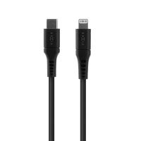 Dlouhý nabíjecí a datový Liquid silicone kabel FIXED s konektory USB-C/Lightning a podporou PD, 2m, MFI, černý