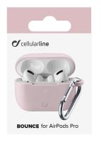 Ochranný kryt s karabinou Cellularline Bounce pro Apple AirPods Pro, růžový