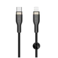 Dlouhý nabíjecí a datový opletený kabel FIXED s konektory USB-C/Lightning a podporou PD, 2m, MFI, černý (3)