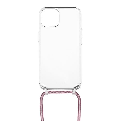 Pouzdro FIXED Pure Neck s růžovou šňůrkou na krk pro Apple iPhone 13