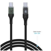 Nabíjecí a datový kabel FIXED s displejem s konektory USB-C/USB-C a podporou PD, 1.2m, USB 2.0, 100W, černý (3)