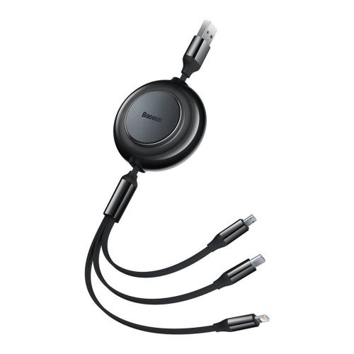 Baseus CAMJ010001 Bright Mirror Cable 3v1 MicroUSB/USBC/Lightning 3,5A 1.1m Black