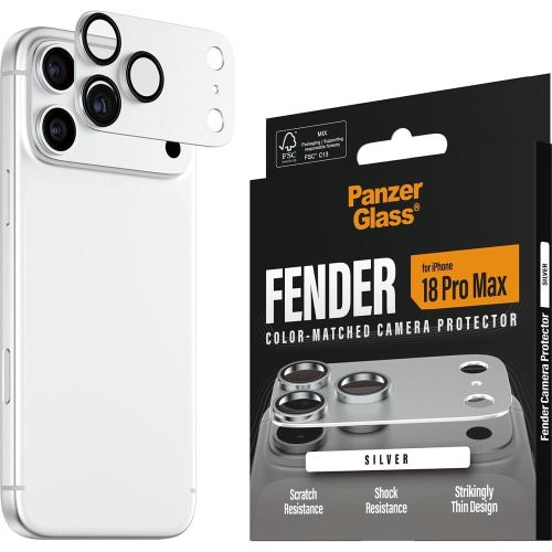 PanzerGlass FENDER hliníková ochrana fotoaparátu iPhone 18 Pro Max Silver (stříbrný)
