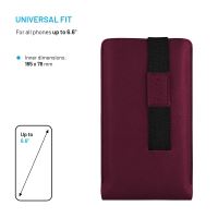 Univerzální pouzdro FIXED Lucca se zavíracím popruhem pro telefony do 6,6", vínové (2)