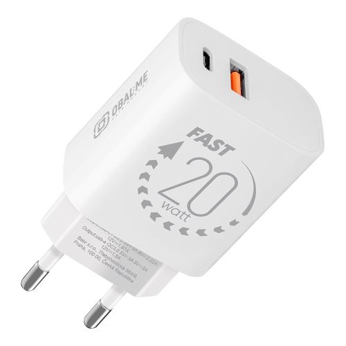 OBAL:ME Wall Charger USB-A + USB-C 20W White