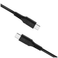 Krátký nabíjecí a datový Liquid silicone kabel FIXED s konektory USB-C/USB-C a podporou PD, 0.5m, USB 2.0, 60W, černý