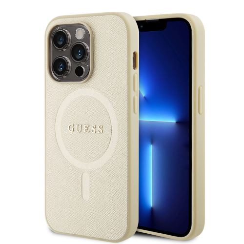Guess PU Saffiano MagSafe Case for iPhone 15 Pro Beige