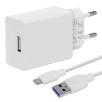 OBAL:ME Wall Charger USB-A 10W + USB-A/USB-C Cable 1m White