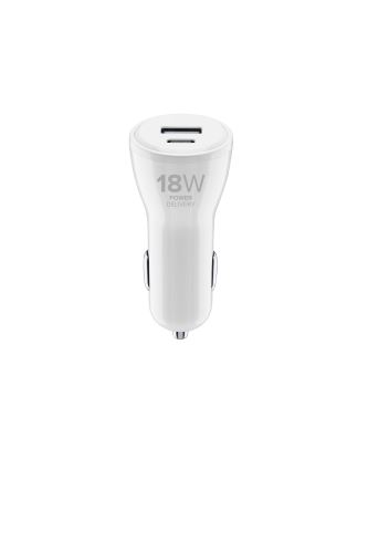 Autonabíječka Cellularline Dual s USB-C a USB konektorem, 30W, bílá