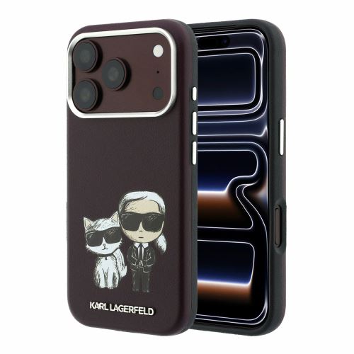 Karl Lagerfeld PU Semi Wrap Smooth Sketch Bodies Magsafe Case for iPhone 18 Pro Max Burgundy