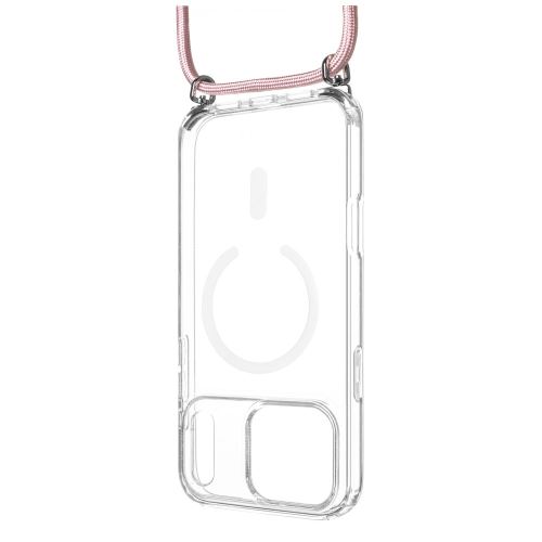 Pouzdro FIXED MagPure Neck s růžovou šňůrkou na krk pro Apple iPhone 17 Pro