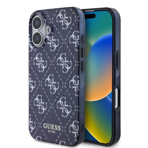 Guess IML Denim Effec MagSafe Case for iPhone 16 Dark Blue