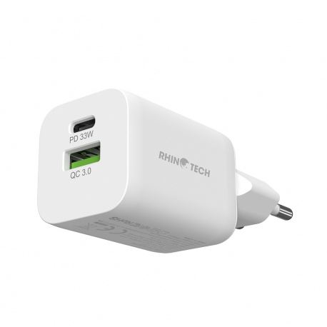 RhinoTech MINI Dual 33W nabíjecí adaptér USB-C + USB-A bílá