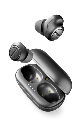 True wireless sluchátka Cellularline PLUME s dobíjecím pouzdrem, AQL® certifikace, černá
