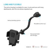 Univerzální držák do auta FIXED Iconiq Flex XL s flexibilní ohebnou nohou na sklo nebo na palubní desku, černý (4)