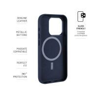 Kožený zadní kryt FIXED MagLeather s podporou MagSafe pro Apple iPhone 16 Pro, modrý (4)