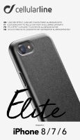 Ochranný kryt Cellularline Elite pro Apple iPhone SE (2020)/8/7/6, PU kůže, černý